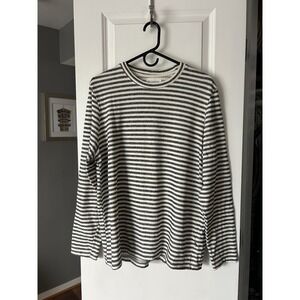 Sol Angeles Mens Cotton Gray Striped Long Sleeve Pullover Sweater Size Large